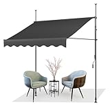 AXT SHADE Klemmmarkise 250cm Breit mit Handkurbel, Markise Balkon Ohne Bohren, Balkonmarkise UV-beständig Höhenverstellbar Wasserdicht & Sonnenschutz für Balkon Terrasse Garten-Anthrazit