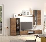 Kuechen-preisbombe TOP Wohnwand Salsa Anbauwand Wohnkombi Wohnzimmer Eiche Lefkas matt + schwarz