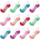 LAETBBE 12 Paar Mädchen Socken Kindersocken Sportsocken Kinder Sneakersocken Baumwolle Mädchen Schulkind Socken Schwarz Weiß für 7-10 Jahre