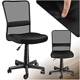 tectake® ergonomischer Bürostuhl, Schreibtischstuhl mit Rollen, Drehstuhl, Gaming Stuhl, Office Chair, Drehsessel, Möbel für Arbeitszimmer, und Jugenzimmer, PC, Computertisch - schwarz