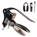 HOMCENT Weinflaschenöffner,Professioneller Korkenzieher Weinöffner, Manueller Handhebel, Korkenzieher mit Ergonomischer Hebelpumpe, Spirale, Kaninchen Stil, Korkenzieher mit Folienschneider