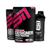 ESN Designer Whey Protein Pulver, Raspberry, 2 x 1000 g + Gratis ESN Shaker