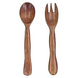 Respicefinem Holzlöffel-Gabel-Set, wiederverwendbares Salatbesteck, hochwertiges Nanmu-Material für Zuhause und Reisen