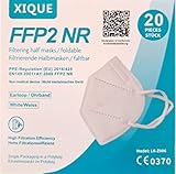 SESCO FFP2 Maske Xique 20 Stück mit elastischen Ohrschlaufen, CE-zertifizierte Atemmaske, Atemschutzmaske, Partikelfiltermaske, FFP2-Maske, NR