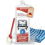 Maxxi Clean | Backofen,- und Grillreiniger Komplettset | 1.000 ml Gel, 1x Microfasertuch, 1x Pinsel | selbstarbeitender Reiniger und Fettlöser | für Herdplatte & Grill | löst Verkrustungen