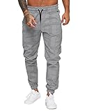 Jogginghose Herren Trainingshose Loose Fit Sporthose Lang Sweatpants Kariert Freizeithose für Männer(Hellgrau,M)