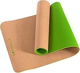 Bondella Ahimsa - rutschfeste und schadstofffreie Yogamatte aus Kork und TPE (183 x 61 x 0,5 cm) - organisch und 100% abbaubar - ideal als Bio Yogamatte, Gymnastikmatte, Fitnessmatte, Sportmatte, Tra