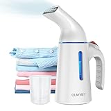 OLAYMEY Steamer Dampfglätter Reise, 700W Clothes Steamer, Tragbarer Steamer Reise, Vertikales Dampfbürste Klein, 40S Schnelles Aufheizen, Handbügeleisen Weiß, Dampfbügeleisen für Reisen, Zuhause