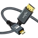 Twozoh Micro HDMI auf HDMI Kabel 2M, High-Speed HDMI auf Micro HDMI geflochtene Schnur Unterstützung 3D 4K/60Hz 1080p