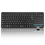 Bnnwa Kabellose Bluetooth-Tastatur mit Touchpad, kabellose TV-Tastatur mit Multi-Touch-Trackpad, unterstützt 3 Geräte für TV, Windows, Android, Chrome OS, Laptop, Tablet
