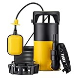 Wiltec 3 in 1 Flachsauger Tauchpumpe 400 W, Schmutzwasserpumpe 8000 l/h, Flachwasserpumpe mit Schwimmer, Flachsaugpumpe für Keller, Garten Wasserpumpe