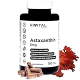 Astaxanthin 8mg aus 160mg der Natürlichen Alge Haematococcus Pluvialis mit 5% Astaxanthin. 180 vegane Kapseln für 6 Monate. Zelluläres Antioxidans zur Verbesserung der Haut und des Immunsystems.