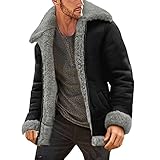 Übergangsjacke Herren Herbst Braun Schwarz Winter Motorradjacke Dicke Retro Gefüttert Jacke Lederjacke Winterjacke Leather Jacket Leder Stehkragen Zip Up Cyberpunk Kunstlederjacke Fliegerjacke