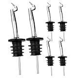 Pafusen 6 Stück Olivenöl Ausgießer mit Verschluss, Ausgießer für ölflaschen, Spirituosen-Ausgießer für Wein Schnaps öl Kaffee Sirup Essig (Silber, ausgiesser mit Edelstahl verschlussmit)