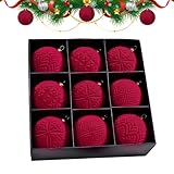 Weihnachtsbaumkugeln | 9 Stück Samt Kugelanhänger | 10 cm unzerbrechlicher Weihnachtsbaumschmuck,Für Weihnachtszeit Innen Und Außen Party Familie