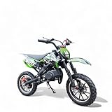 Kinder Dirt Cross Pocket Midi Enduro DirtBike Enduro Motocrossbike KXD 708A 49cc 2Takt Motocross Motorrad Cross 60cm Sitzhöhe 10 Zoll Vorderrad Motor Pocketbike Grün