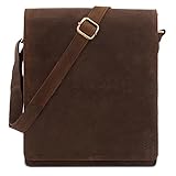 LEABAGS Leder Messenger Bag, London Vintage Herren Umhängetaschen, Echtleder Aktentasche Laptoptasche bis 13 Zoll, Umhängetasche mit Schultergurt Arbeitstasche Herren Lehrertasche 38 x 33 x 10cm