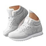 ticticlily Unisex Winterschuhe Damen Herren Warm Gefüttert Sneaker Leicht Winterstiefel Wildleder Winter Kurzschaft Stiefel Schneestiefel rutschfest B Grau 39 EU