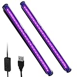 Vegena 2 Stücke Led Schwarzlicht, Uv Bar Schwarzlichtlampe, Uv Schwarzlicht Lamp Bar Partylicht Schwarzlicht Röhre Mit Schalter Und Stecker Uv Licht Röhre Schwarzlichtleiste, Für Party, Deko, Disco