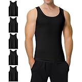 IceReco Unterhemd Herren Schwarz 5er Pack Business Tanktop Herren 100% Baumwolle Herren-Unterhemden Männer Tank Top Lang Trägershirt Achselshirts Herren Muskelshirt 5XL