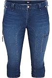 Zizzi Damen Capri Jeans 3/4 Caprihose mit Stretch Hose Große Größen -Blau-50