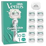 Gillette Venus Pro ComfortGlide Sensitive Damenrasierklingen mit einem Hauch von Aloe Vera, 10 Ersatzklingen, Klingen-Schutzkappe