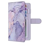 FINTIE Scheckbuchhülle für persönliches Scheckbuch, RFID-blockierend, große Kapazität, Standard-Register, doppelte Schecks mit Stifthalter, Kartenfächern, Lila Marmor, Modern