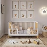 Love For Sleep Babybett Beistellbett 140x70cm mit Sicherheitsbarriere Umwandelbar Weiß-Kiefer Alex Kinderbett Baby Bett Holz - Kinderbett Babybett, Mitwachsend Gitterbett Baby Bed