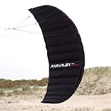 Wolkenstürmer® Paraflex Speed 2.5 (schwarz) – Speed Kite, Powerkite, Zweileiner Lenkmatte - Flugfertig mit Silikon-Dyneemaleinen + Handschlaufen