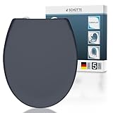 SCHÜTTE WC-Sitz mit Absenkautomatik | Abnehmbarer Klodeckel aus bruchsicherem Duroplast | DIY Montage mit Klebepads und Schablone| Toilettendeckel und Brille bis 200 kg belastbar | Anthrazit