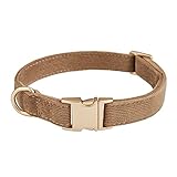 YUDOTE Ultraweiches Hundehalsband natürliche Baumwolle Cord für Kleine Hunde mit empfindlicher Haut,Braun