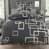 MALIKA Bettwäsche 135x200 Baumwolle Sets, Karo Bettbezug 135 x 200 cm, Kissenbezug 80x80 cm, Renforcé, Oeko-TEX Bettwäsche mit Reißverschluss