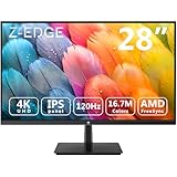 Z-Edge 28 Zoll 4K Monitor 120Hz UHD 3840x2160 IPS LED Monitor, 300cd/m² Helligkeit, FreeSync, HDR10, DP (120Hz), HDMI (75Hz), Schwarz