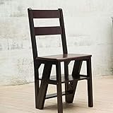 DUANHOZ Multifunktionaler Klapptritt aus Naturholz, umwandelbarer Bibliotheksleiterstuhl mit Vier Stufen, Maße: 89 x 46 x 40 cm, Schwarz