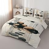 Zen Bettdecke 135x200 Stein Ganzjahresdecke - Anlage Bettdecke Ohne Bezug - 4 Jahreszeiten Bettdecken 135 x 200 Einfachheit - Wende-Design Steppdecke Schlafdecke, AC-407