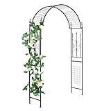 Raised Garden Kits Rosenbogen aus Metall 143 x 40 x 234 cm Gartenbogen mit Rankhilfe 4 Erdspießen Torbogen für Kletterpflanzen Rankbogen Hochzeitsbogen für Garten Hochzeit Party