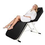 Densony Klappbare Massageliege Schwarz bis 250kg, 182x60x61cm Massagebett mit 3 Zonen für Schönheitssalons, SPA und Krankenhäuser, Tragbare Kosmetikliege