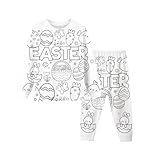 Generisch Kind DIY handbemalte Homewear Set Färbung Pyjama-Sets für Jungen und Mädchen können mit und Wea Spielen (White, 6-7 Years)