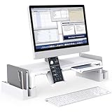 Monitorständer mit Aufbewahrungsfunktion,MiiKARE Verstellbarer Bildschirmständer mit ausziehbarer Schublade+Handy Ständer+2 Aufbewahrungsgestelle,Laptopständer Bildschirmerhöher für Computer,Laptop,TV