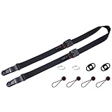 VKO Kameragurt mit Schnellverschluss-System, schnelle Längenjustage, ultraleicht, bequem, Vollformat-Kameragurt, Schultergurt für SLR DSLR digitale Kamera (Schwarz)