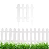 Gartenzaun Steckzaun 3m - Höhe 30 cm - Rasenkante Kunststoff - Beetumrandung - Zaunelemente für Garten - UV - & Frostbeständig, Flexibel - mit Befestigungszubehör Weiß