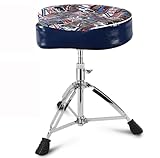 RAGOPILEN Drum Stool, Sattelgepolsterter, Verstellbarer Schlagzeughocker, 45–68 cm, faltbar, Mehrfarbig, mit Drumsticks(B)