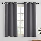 PONY DANCE Thermovorhang Kälteschutz Ösenschla 2er Set H 137 x B 90 cm Wohnzimmer Vorhänge Blickdicht Gardinen mit Ösen Grau Verdunklungsvorhänge Kurz Blackout Curtains