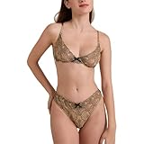 MOONBADI sexy unterwäsche für Frau Dirndl BH Push up mit bügel Khaki Bequemer V-Ausschnitt Vollständiger Spitzen Bralette Damenunterwäsche L
