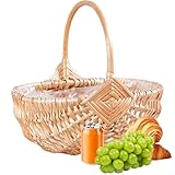 Weiden Picknickkorb Mit Griff,Leerer Handgeflochtener Korb - Aufbewahrungskorb Für Gartenfeste Schulveranstaltung Camping Pause Gartenpartys Outdoor