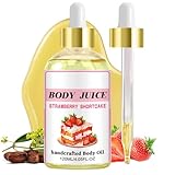 Shefave Handgefertigtes Körperöl, Jojobaöl für die Haut, Haare, Nägel, Body Juice Oil Erdbeerkuchen, Straffendes Body Oil, Feuchtigkeitsspendendes Massageöl, Nährendes ätherisches öl,120ml