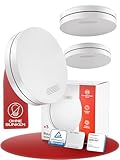 ALPENLUFT Rauchmelder 10 Jahre Batterie, Feuermelder Flach, Rauchwarnmelder, Brandmelder, | Ohne Bohren, Ohne LED Blinken - Rauch Brandschutz Brandmeldeanlage 3er Set