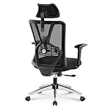 Ticova Bürostuhl Ergonomisch Schreibtischstuhl, Hoher Rücken Ergonomischer Stuhl mit Verstellbarer Lendenwirbelstütze, Kopfstütze & 3D Armlehne
