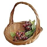 Erntekorb - gewebter Korbkorb mit Griff | Atmungsaktives Gartenkörbe | Ergonomische Blumenkörbe | Tragbarer Speicher Orangizer für Picknicks, Obst,