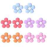 10 Stück Maschenstopper Silikon Nadelstopper für Stricknadeln Blumenmuster Stricknadel Stopper Bunte Stricknadeln Punktschutz Silikon Kappen zum Stricken Nähen Quilten Häkeln DIY-Kunstprojekt